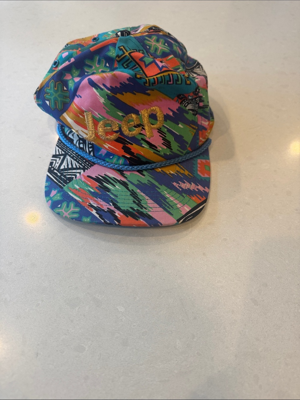 Jeep Multicolor Patterned Cap with Gold Logo